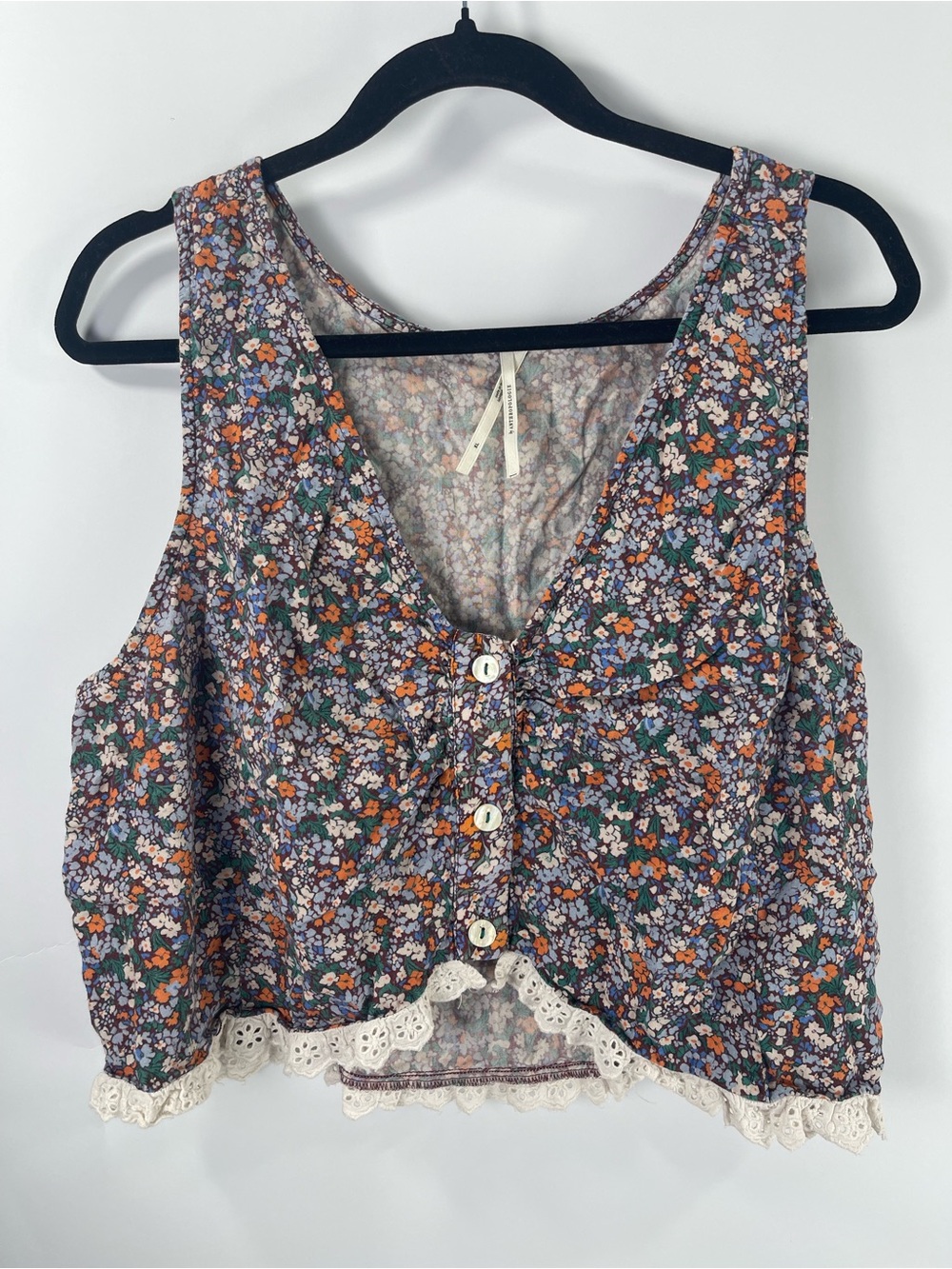Anthropologie Women’s Multicolor Floral Crop Vest XL Top - Picture 1 of 8
